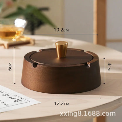 Solid Wood Ashtray With Lid