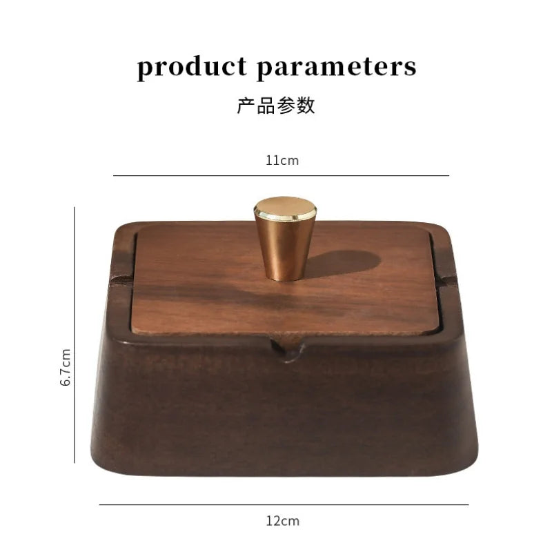 Solid Wood Ashtray With Lid