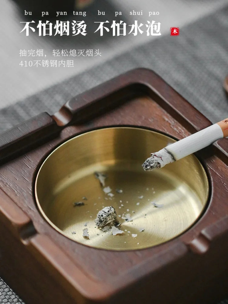 Solid Wood Ashtray With Lid