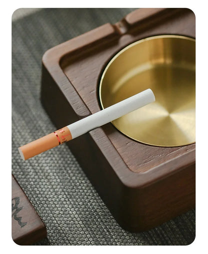 Solid Wood Ashtray With Lid